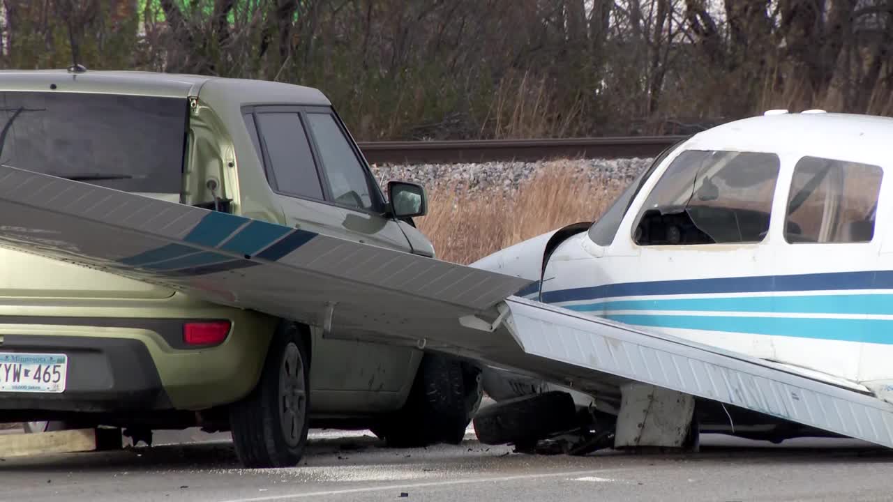 Plane lands on highway in Brooklyn Park