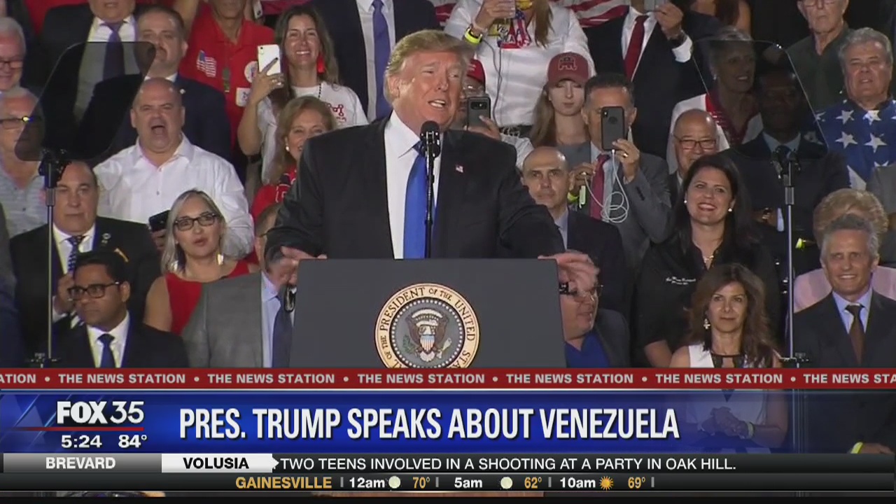President Trump in Florida for speech on Venezuela