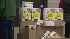 Annual food basket assembly in Maple Grove