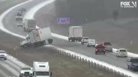 Jackknifed semi-truck on I-35 in Lakeville
