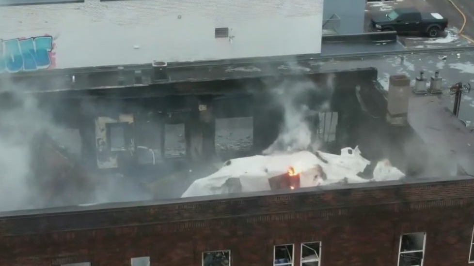 Drone shows damage from St. Paul fire