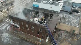 Aerial view of damage after St. Paul fire