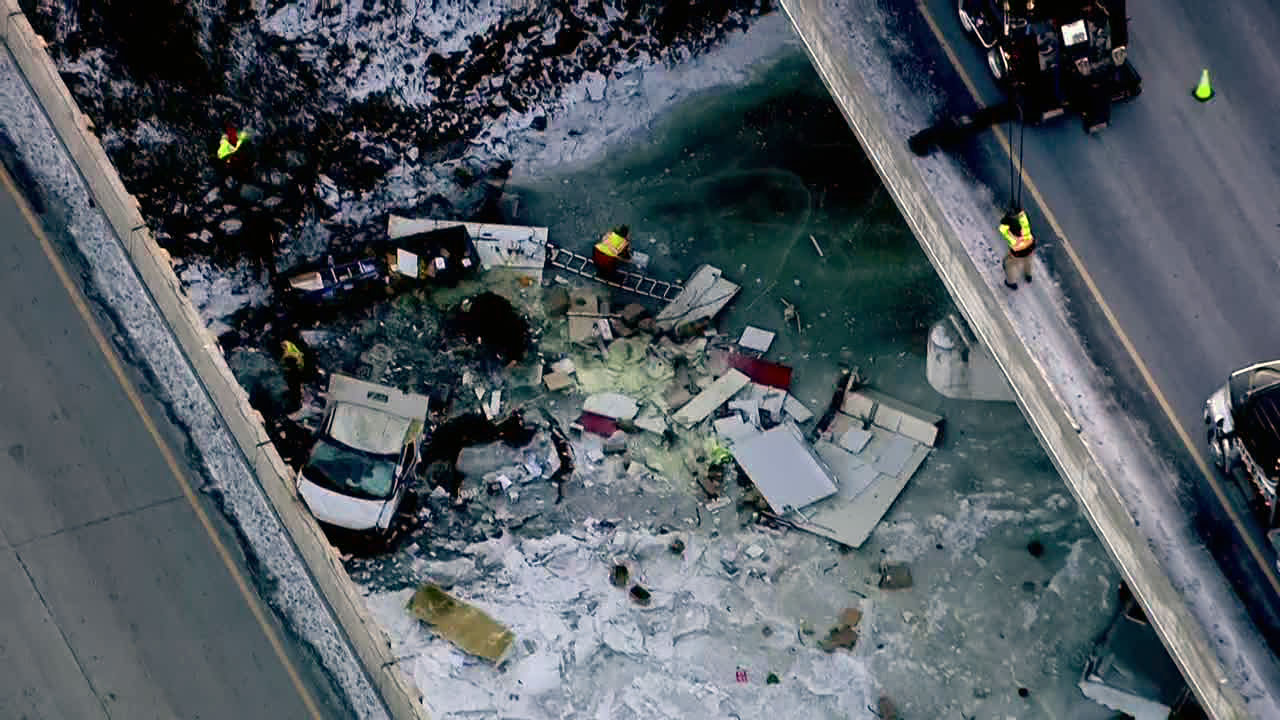 Aftermath of box truck crash in Rogers, Minn.