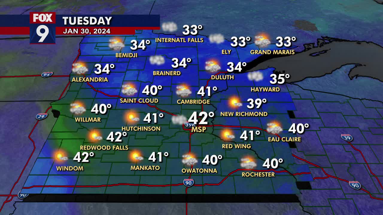 MN weather: Cooler as clouds return Tuesday