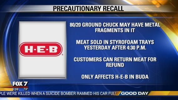 H-E-B issues recall of certain meat sold in Buda