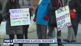 Rally held for teacher who highlighted transgender activist during Black History Month