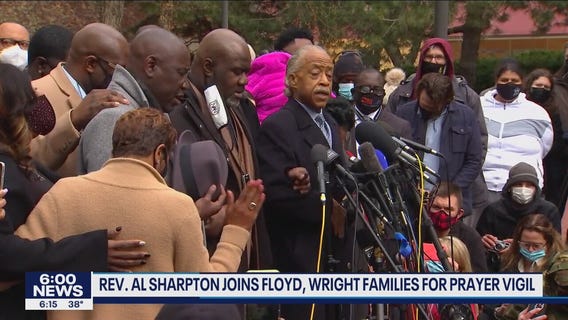 Al Sharpton joins Floyd, Wright families for prayer vigil