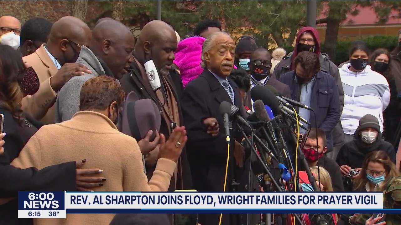 Al Sharpton joins Floyd, Wright families for prayer vigil