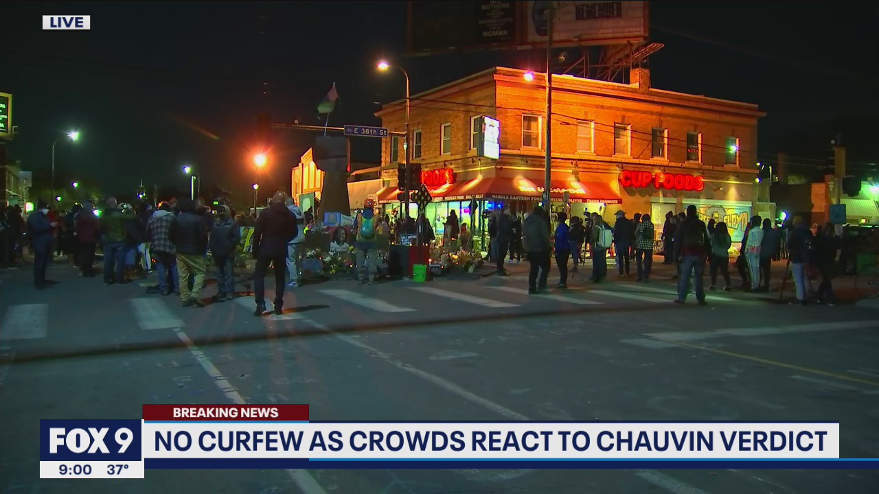 Crowds gather at 38th and Chicago following Chauvin verdict