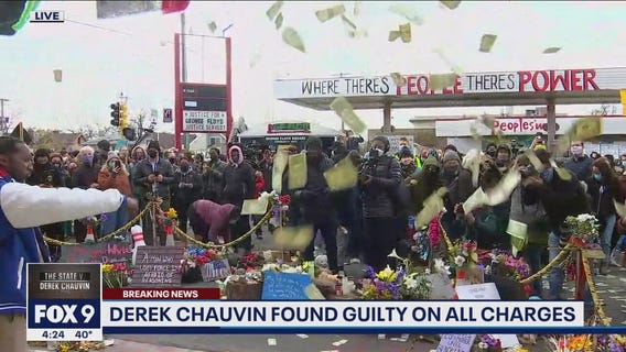 Money thrown into the air at George Floyd Square following guilty verdict
