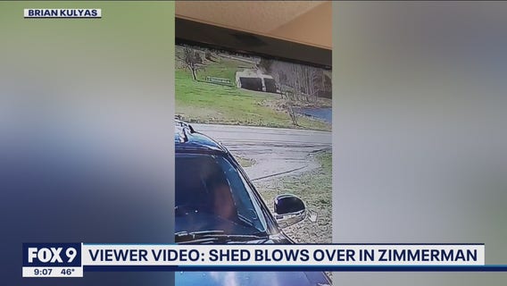 A dust devil? Video from a viewer shows a strong gust of wind destroy a chicken coop in Zimmerman, Minn.