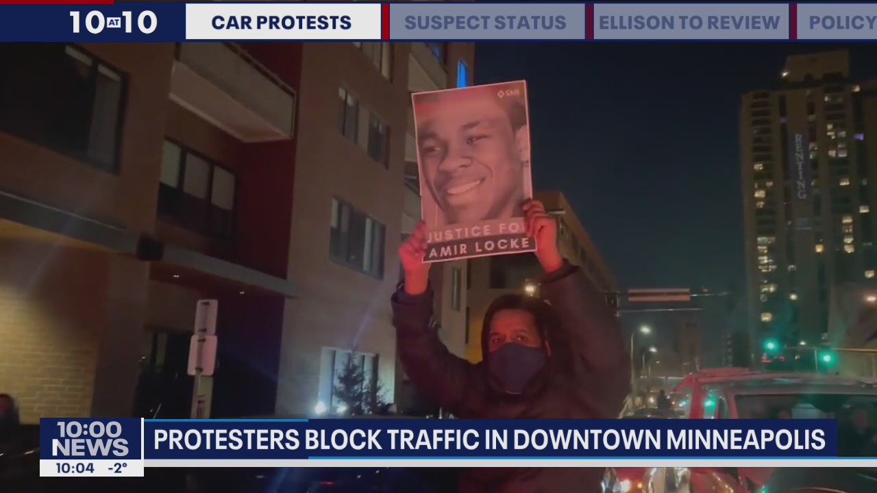 Protesters temporarily block traffic in downtown Minneapolis following police killing of Amir Locke