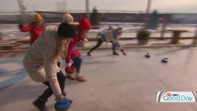 GOING FOR GOLD: Alix, Kelly & Shayne try their hand at curling