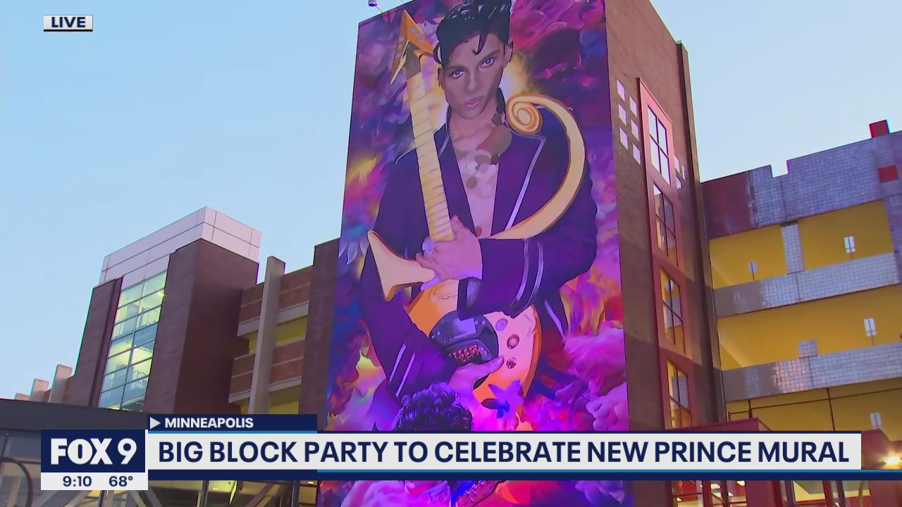 Minneapolis celebrates completion of 100-foot-tall Prince mural