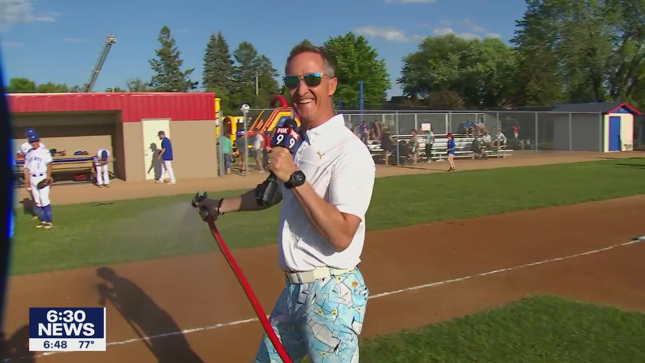 Town Ball Tour: Ian Leonard waters the infield, starts a wave