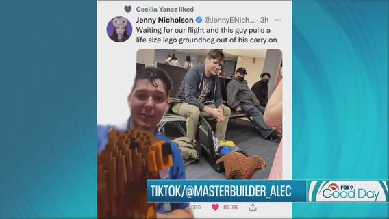 Man goes viral for traveling with emotional support groundhog made of LEGOs