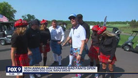 Golfers don 'bad pants' for Ian Leonard's Bad Pants Open