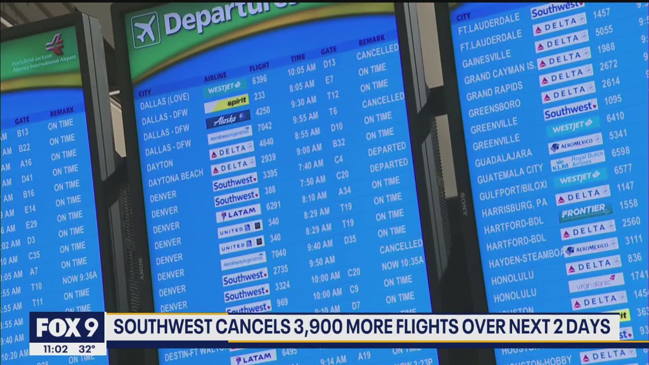 Southwest Airlines cancels 3,900 more flights over next 2 days
