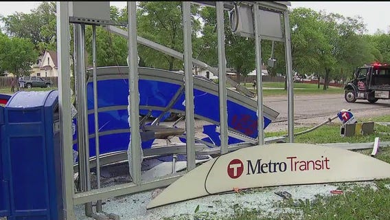 Vehicle crashes into Minneapolis bus shelter