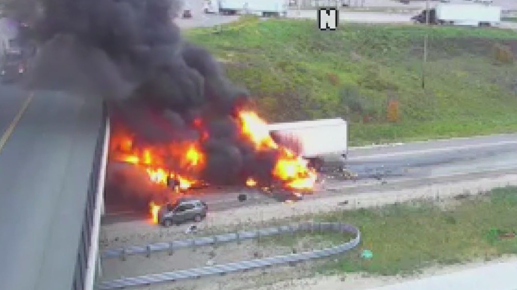 Fiery crash closes Wisconsin interstate