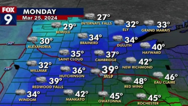 MN weather: Mostly rain for Twin Cities Monday | FOX 9 Minneapolis-St. Paul