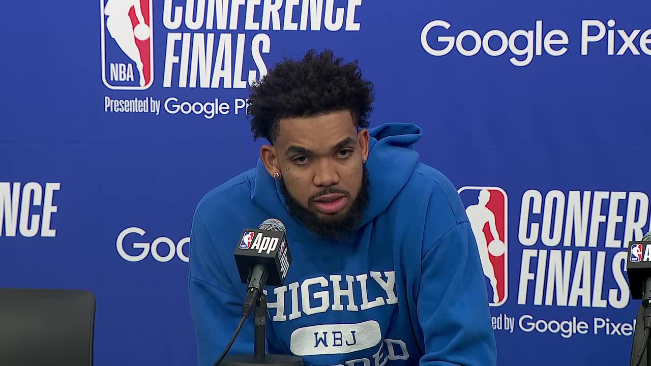 Karl-Anthony Towns reacts to season-ending loss