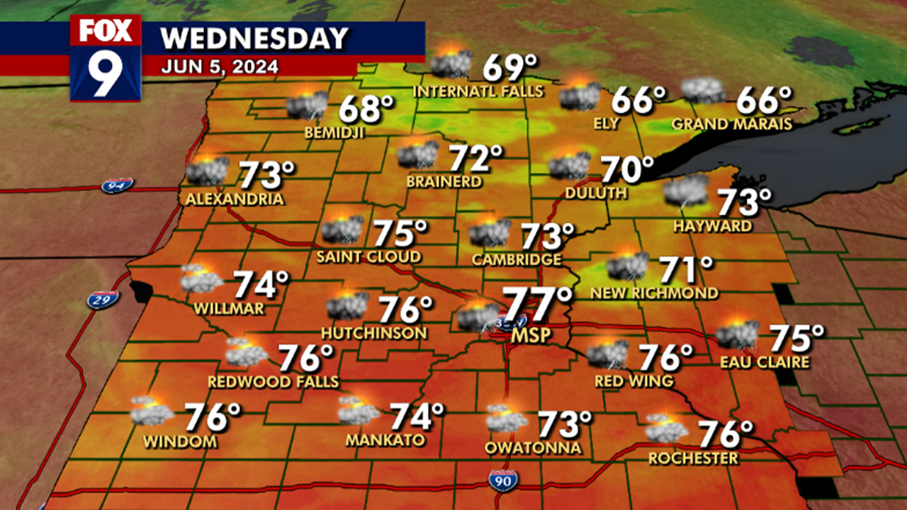 MN weather: Pocket rumbles later Wednesday