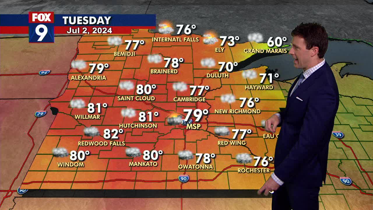 MN weather: Stray late day showers Tuesday | FOX 9 Minneapolis-St. Paul