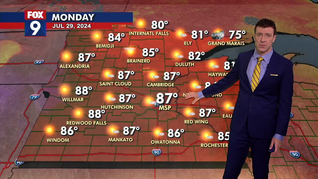 MN weather: Hot and humid again on Monday | FOX 9 Minneapolis-St. Paul