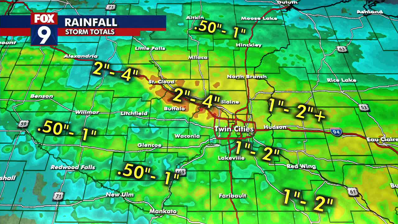 MN weather: Rain totals from Monday's storm | FOX 9 Minneapolis-St. Paul