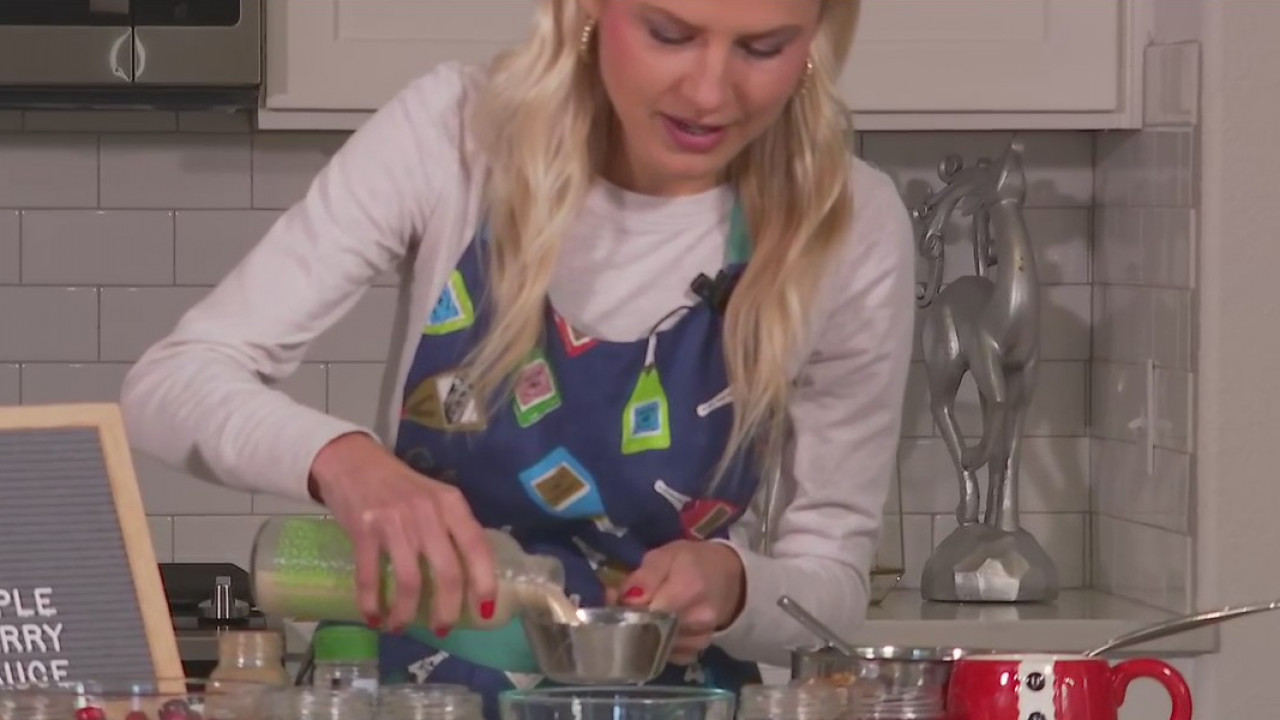 Tierra Neubaum's eggnog oatmeal with maple cranberry sauce