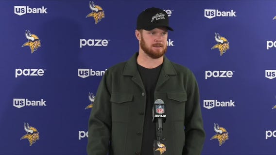 Sam Darnold reacts after Vikings beat Bears, 30-27 in OT