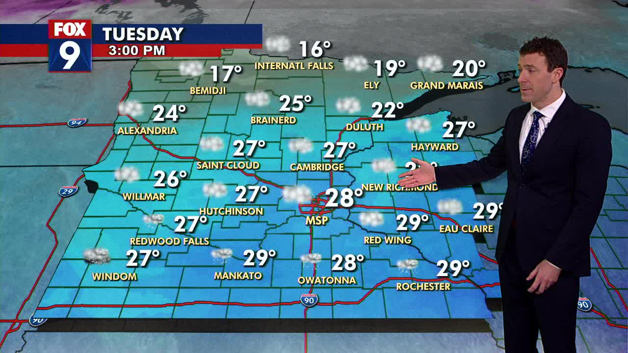 MN weather: Fairly cloudy, light flurries Tuesday | FOX 9 Minneapolis ...