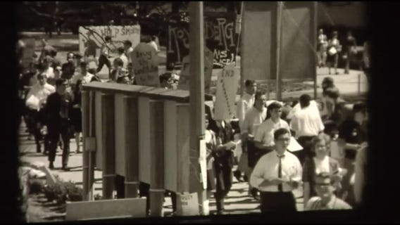 Free speech rally at University of Texas in 1966