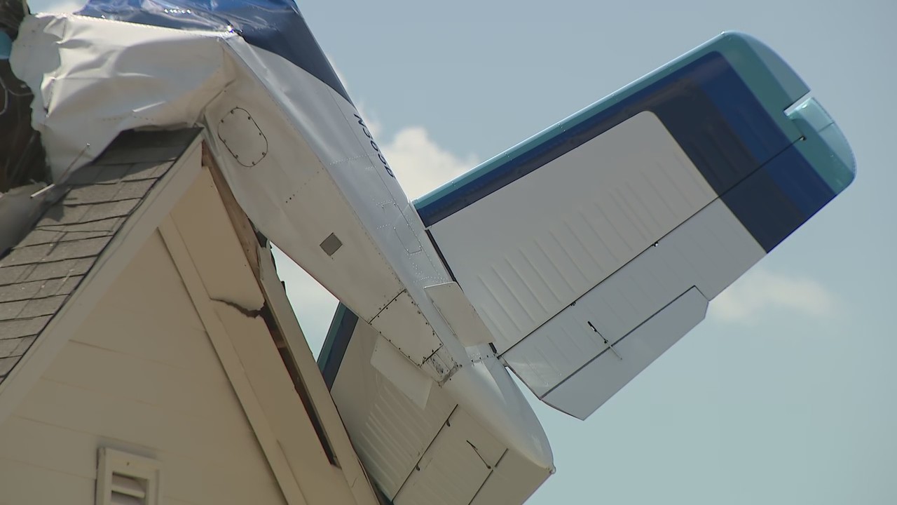 Wreckage after plane crash at Georgetown home