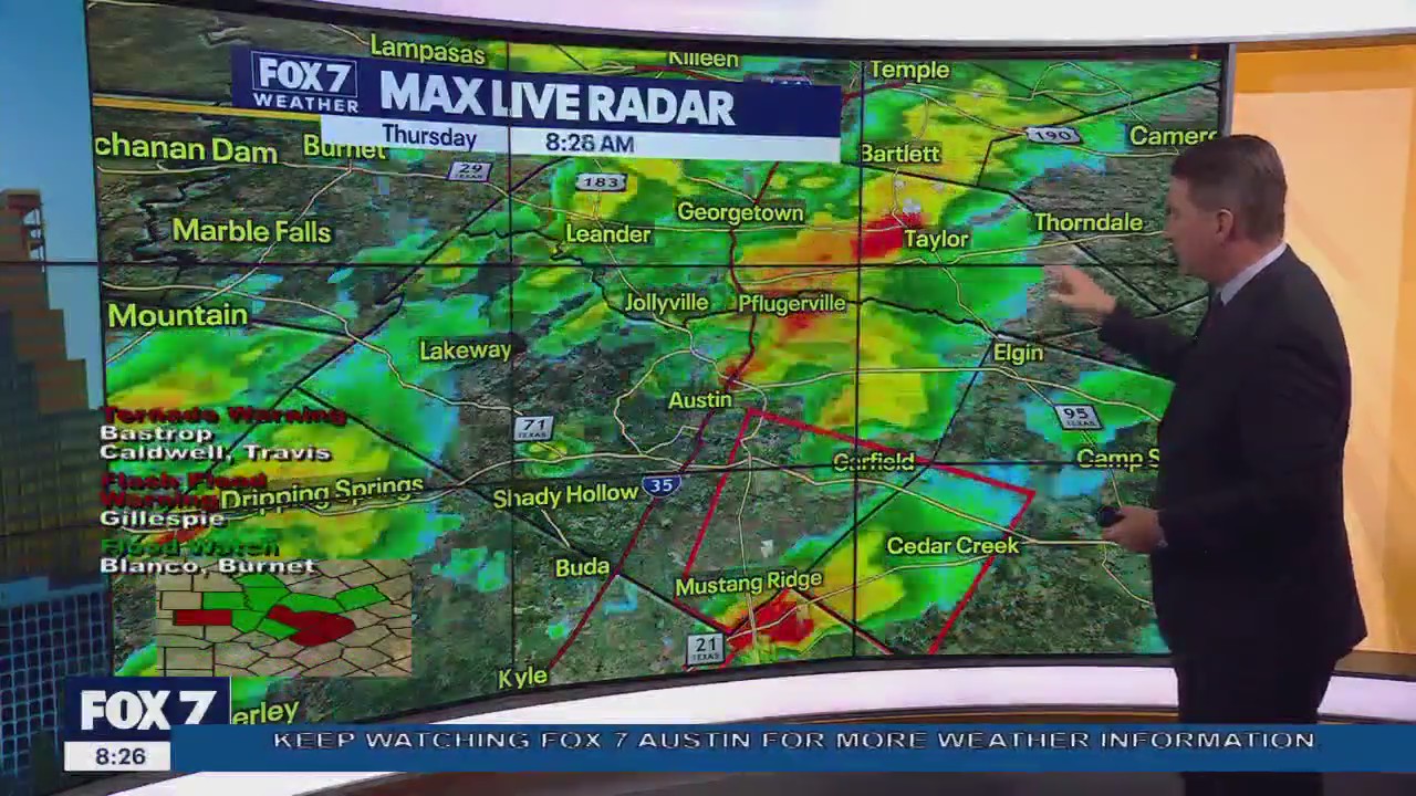 Tornado warning in parts of Travis County