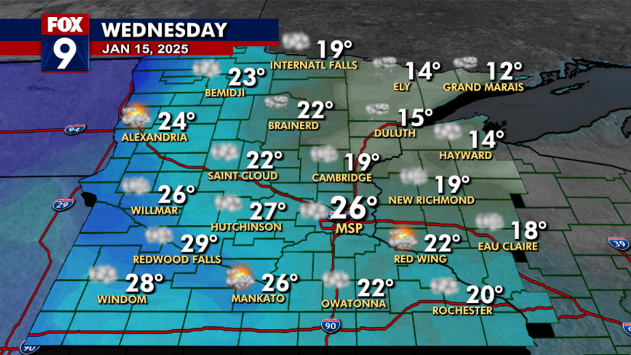 MN weather: Cloudy, nice warm-up on Wednesday