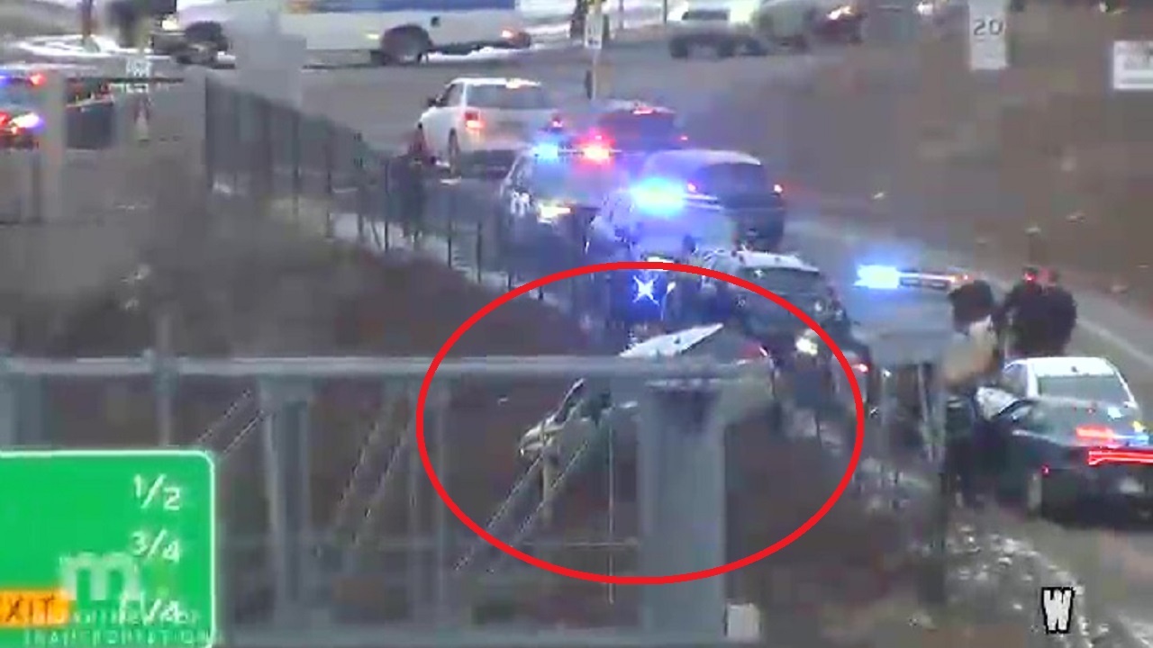SUV nearly flies off I-94 exit ramp during chase