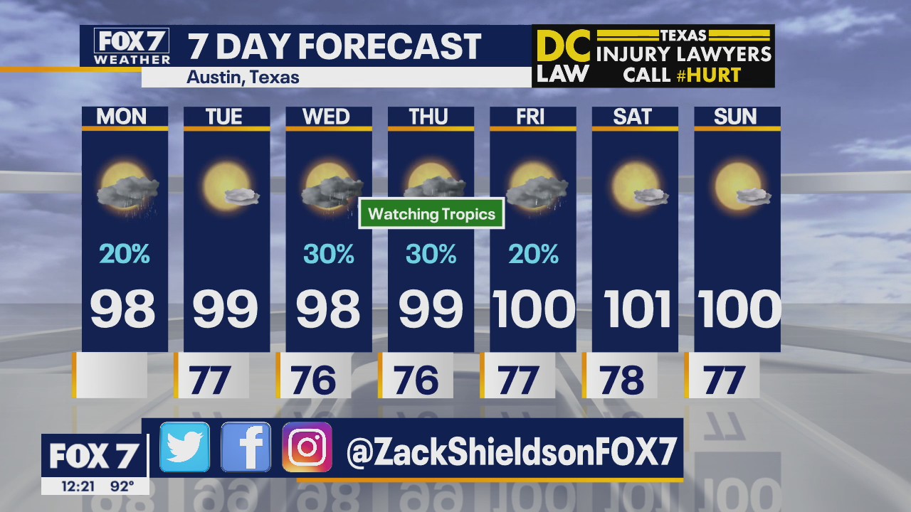 Noon weather forecast for August 24, 2020