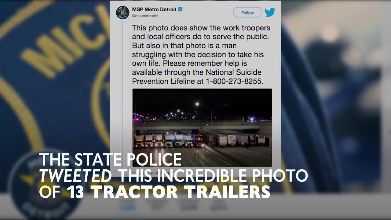 Truckers help Michigan State Police prevent suicide on freeway overpass