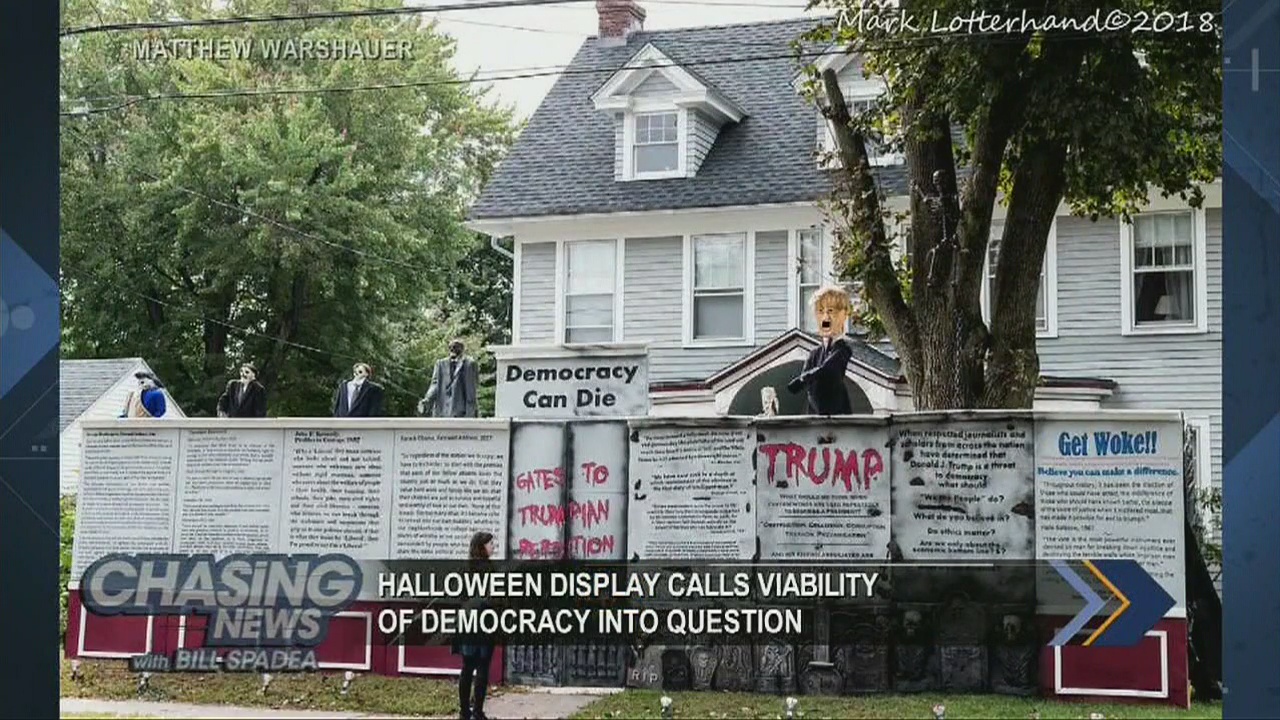 Halloween display calls viability of democracy into question