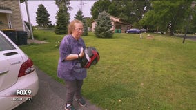 An Eagan woman credits her protective gear for helping her survive an I-35W motorcycle crash