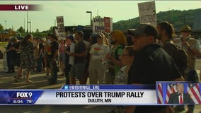 Protests outside Trump rally in Duluth