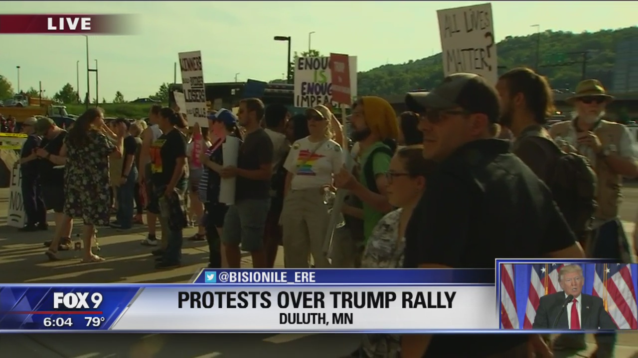 Protests outside Trump rally in Duluth