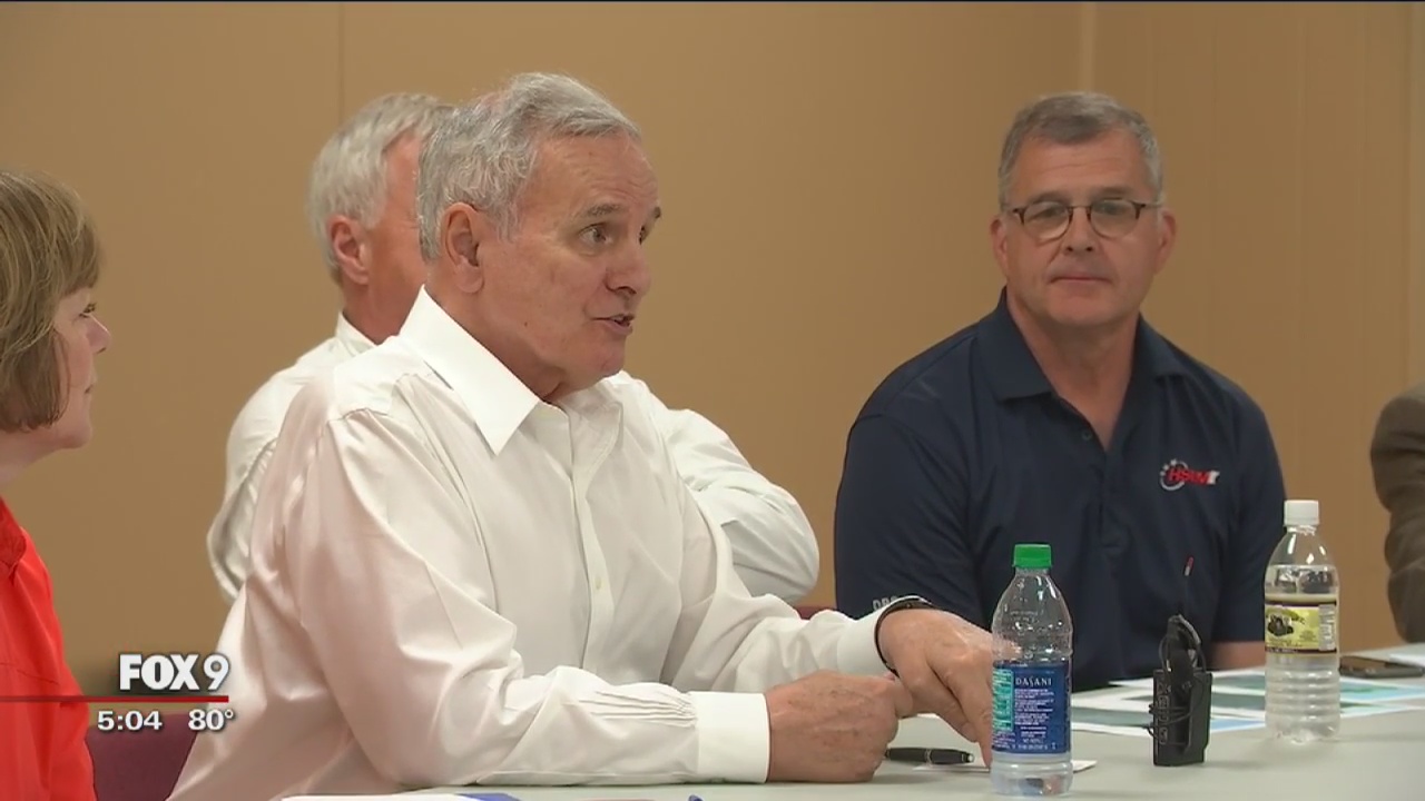 Gov. Dayton surveying flood, storm damage in SW MN