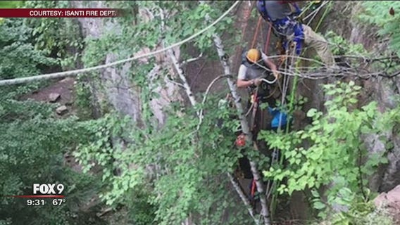 Authorities rescued a rock climber from the side of a cliff using a common household product