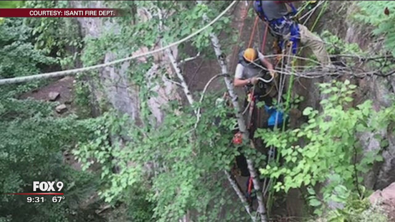 Authorities rescued a rock climber from the side of a cliff using a common household product