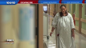 Woman jumps from burning apartment in Farmington