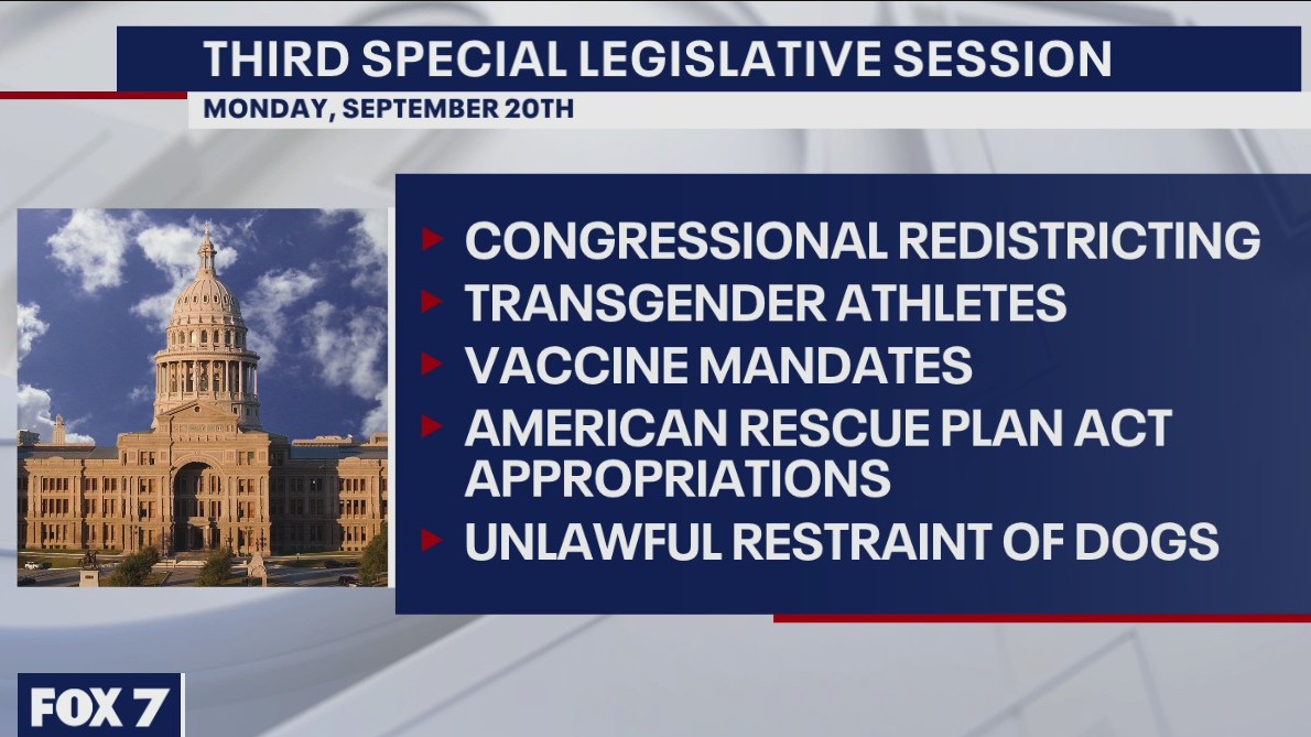 Governor Greg Abbott calls third special session starting Sept. 20