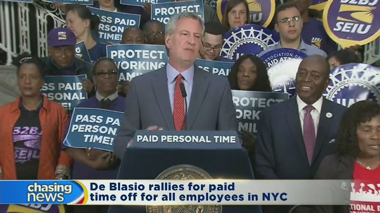De Blasio rallies for paid time off for all